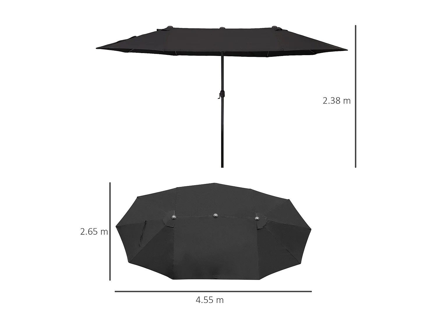 Tuinparasol, marktparasol, terrasparasol met slinger Slinger, 460x270x240cm