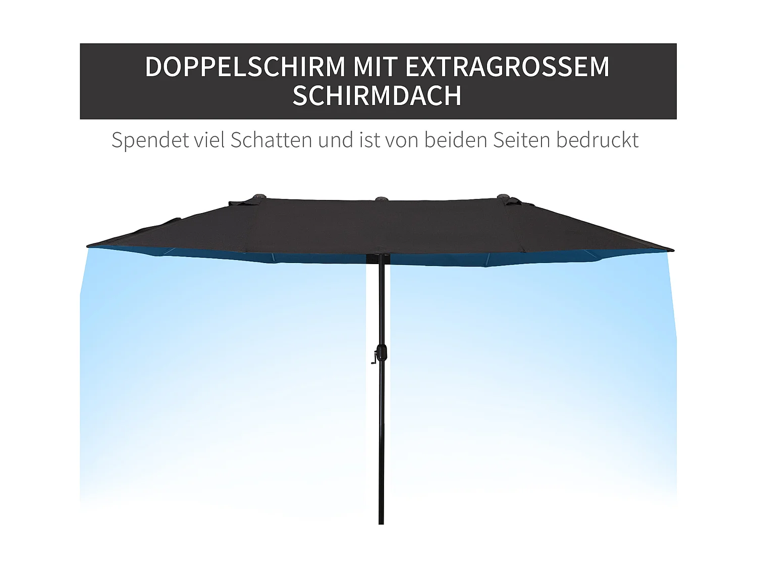 Tuinparasol, marktparasol, terrasparasol met slinger Slinger, 460x270x240cm