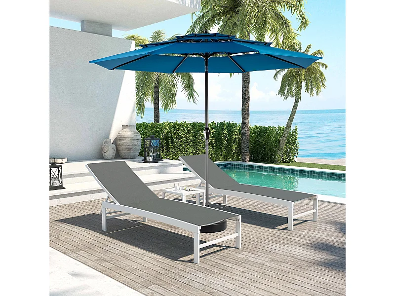 Sombrilla rectangular de doble cara con manivela, grande, 4,5 m (azul) (sin base)