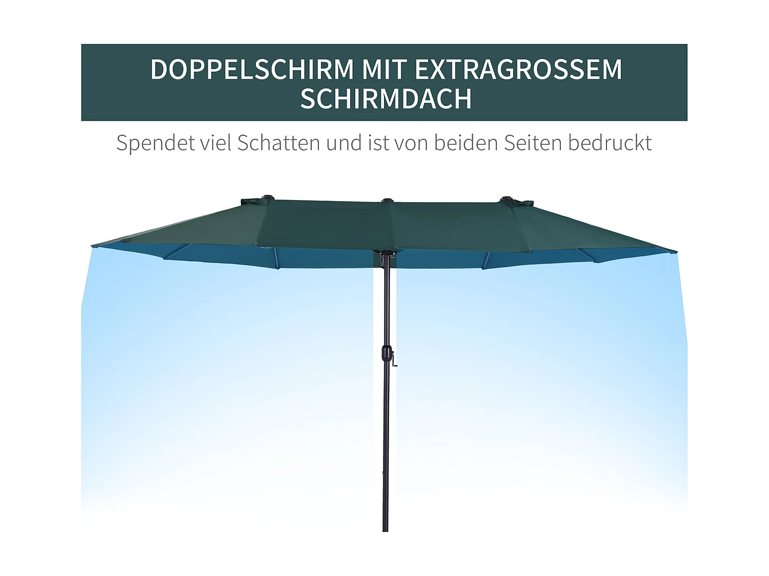 Doppler balkonparasol, 460 x 270 x 241 cm, Ø 2,7 m, met kruisvoet, verzwaard