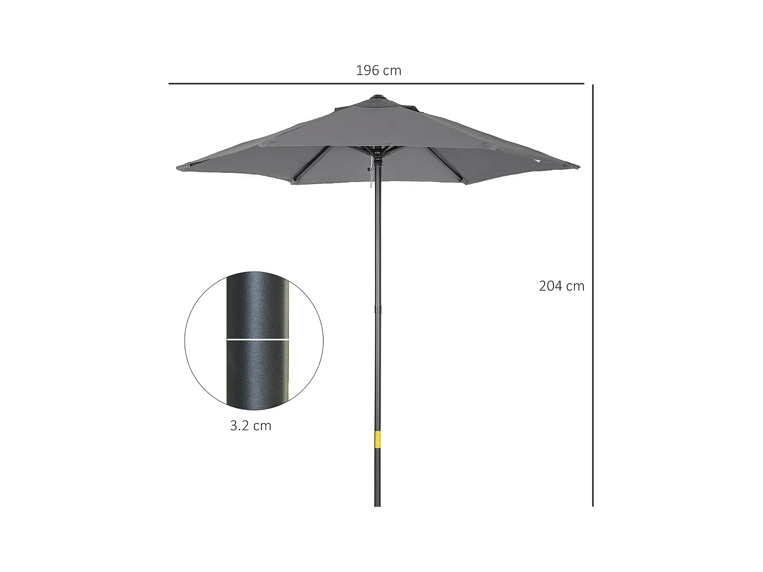 Terrassenschirm Ø 196 cm, drehbar, sechseckiger Sonnenschirm mit Klappschirm, Balkonschirm