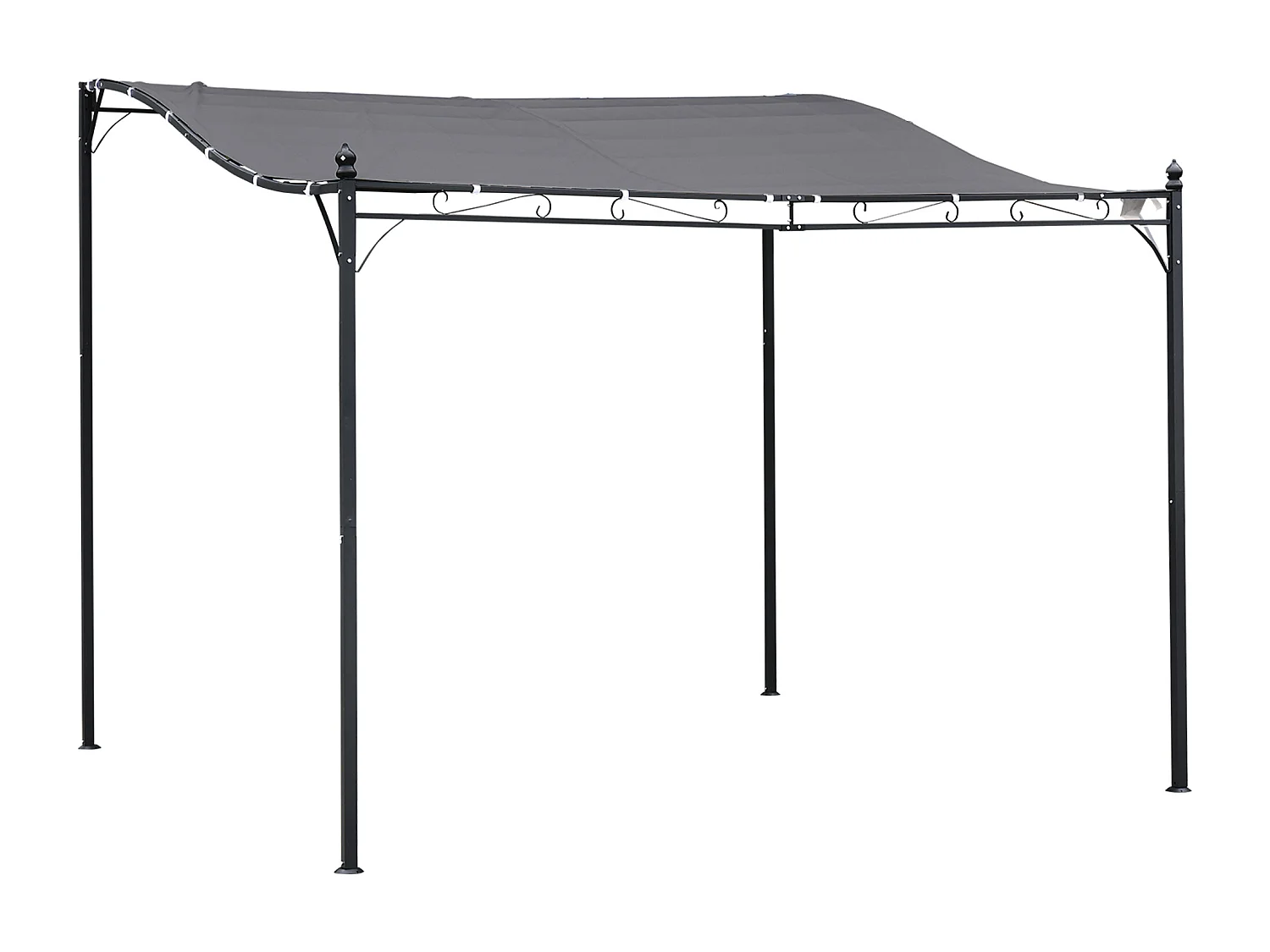 Pergola, gazebo da giardino, tenda da sole, tenda, metallo, grigio, 297 x 297 cm