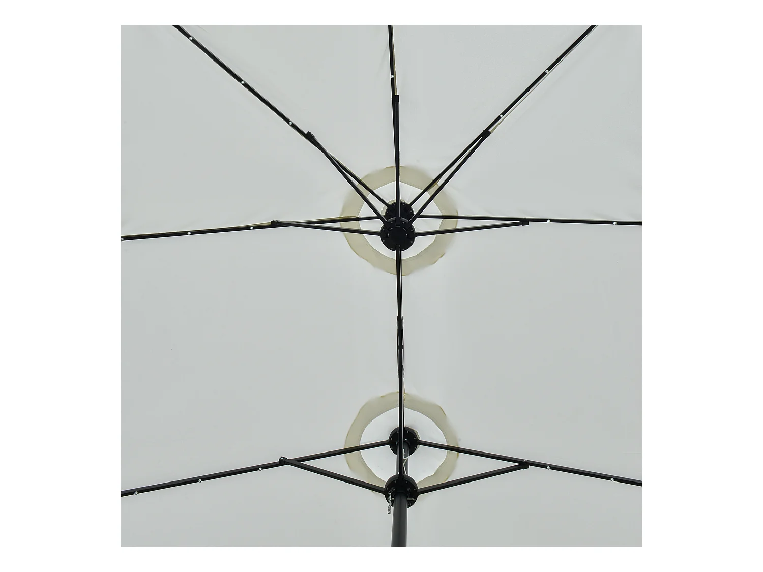 Sombrilla doble con panel solar LED, 4,5 m, para jardín y terraza.