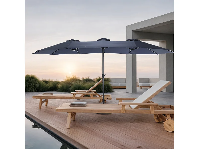Parasol rectangulaire double face avec manivelle,grand format,4,5 m  (sans socle)