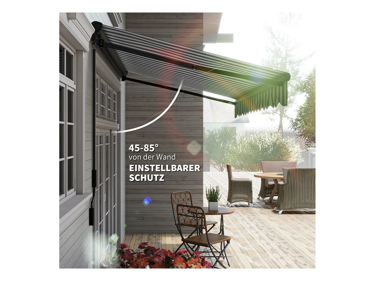 Elektrische Markise mit Gelenkarmen, Balkonmarkise, 395 x 250 cm, Sonnenschutz