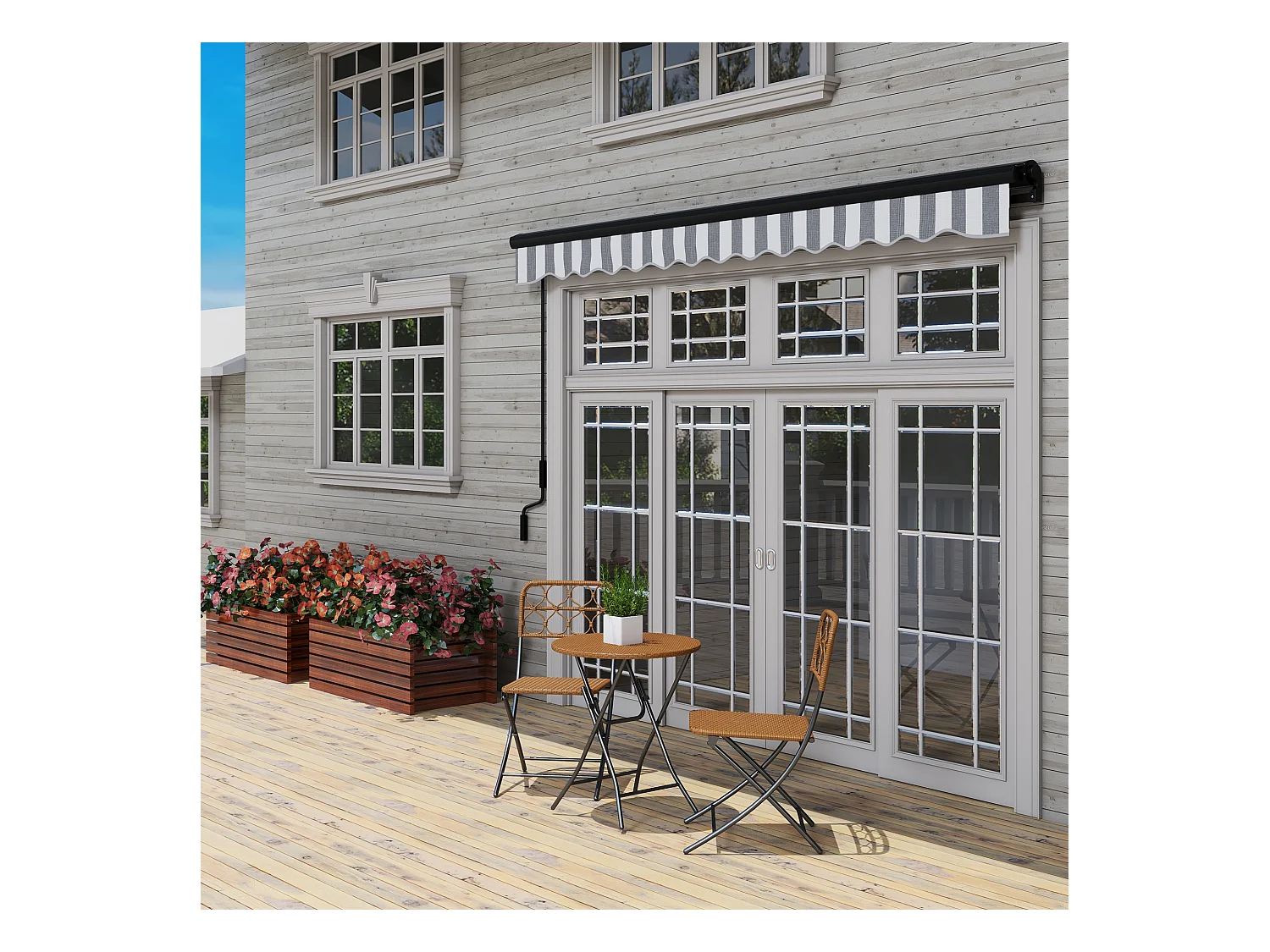 Elektrische Markise mit Gelenkarmen, Balkonmarkise, 395 x 250 cm, Sonnenschutz