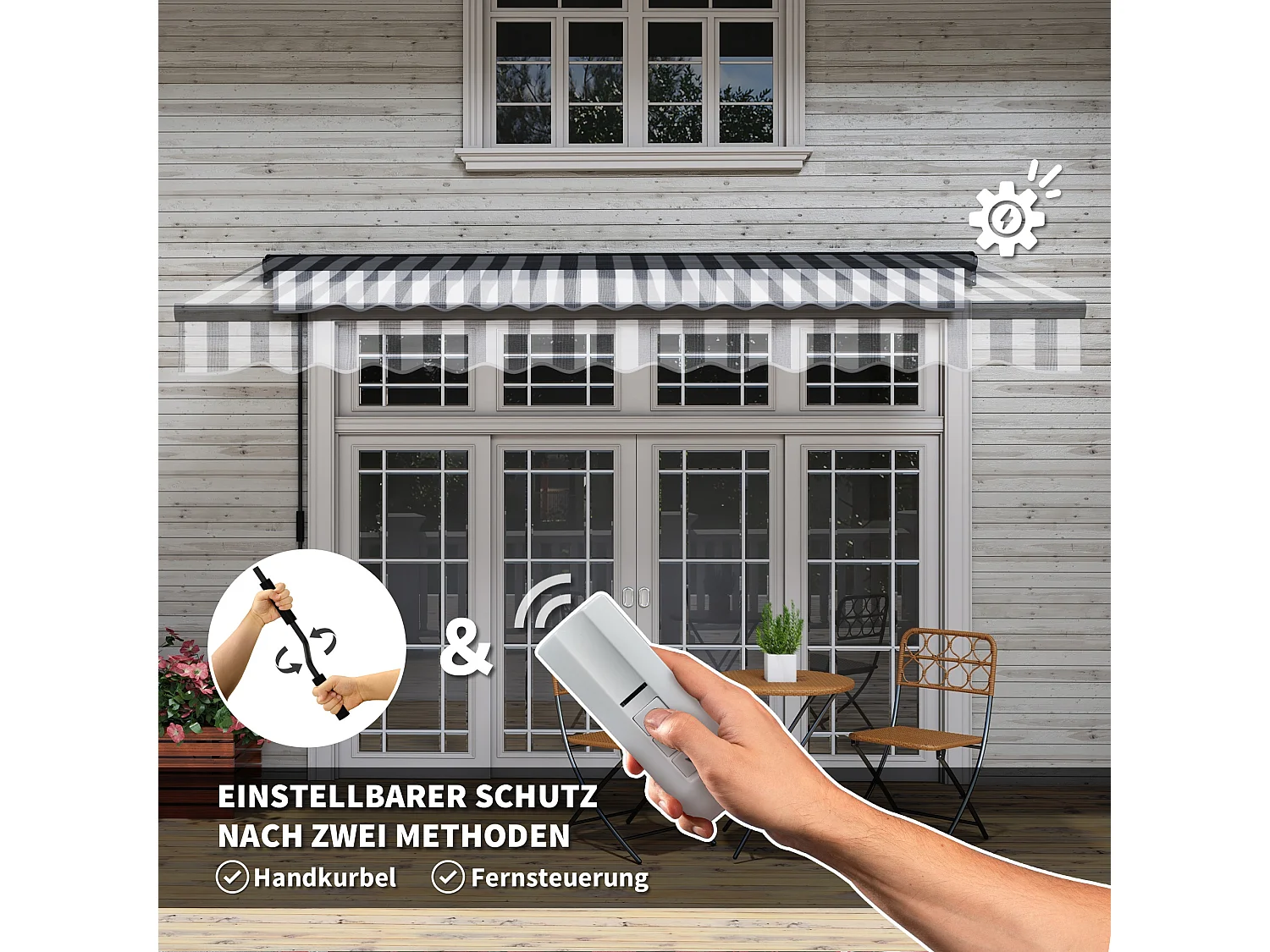 Store banne électrique à bras articulés,store de balcon,395x250 cm,protection solaire