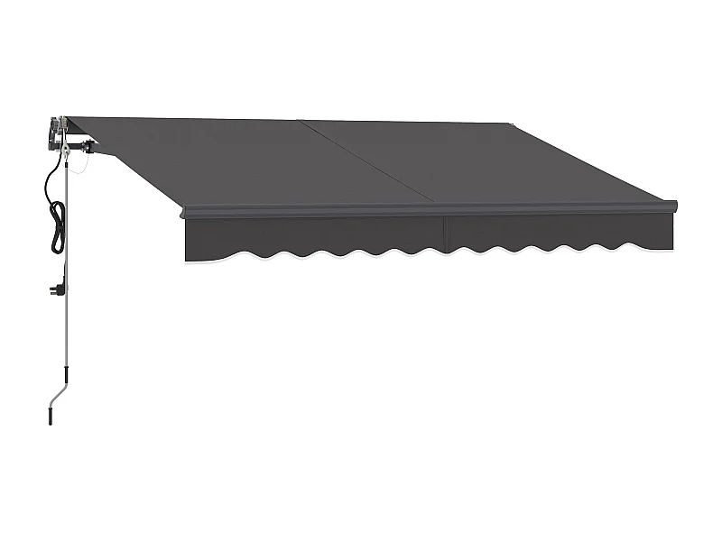 Toldo de manivela, regulable eléctricamente en altura, con brazo articulado