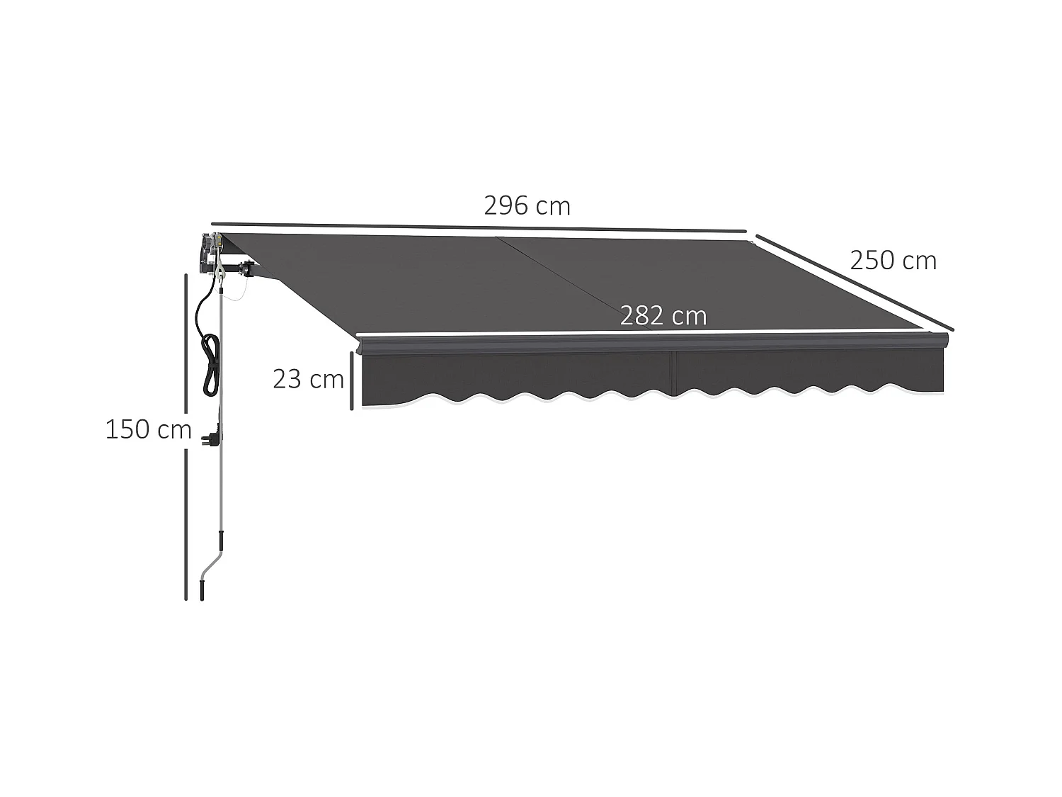 Kurbelmarkise, elektrisch höhenverstellbar, Gelenkarmmarkise