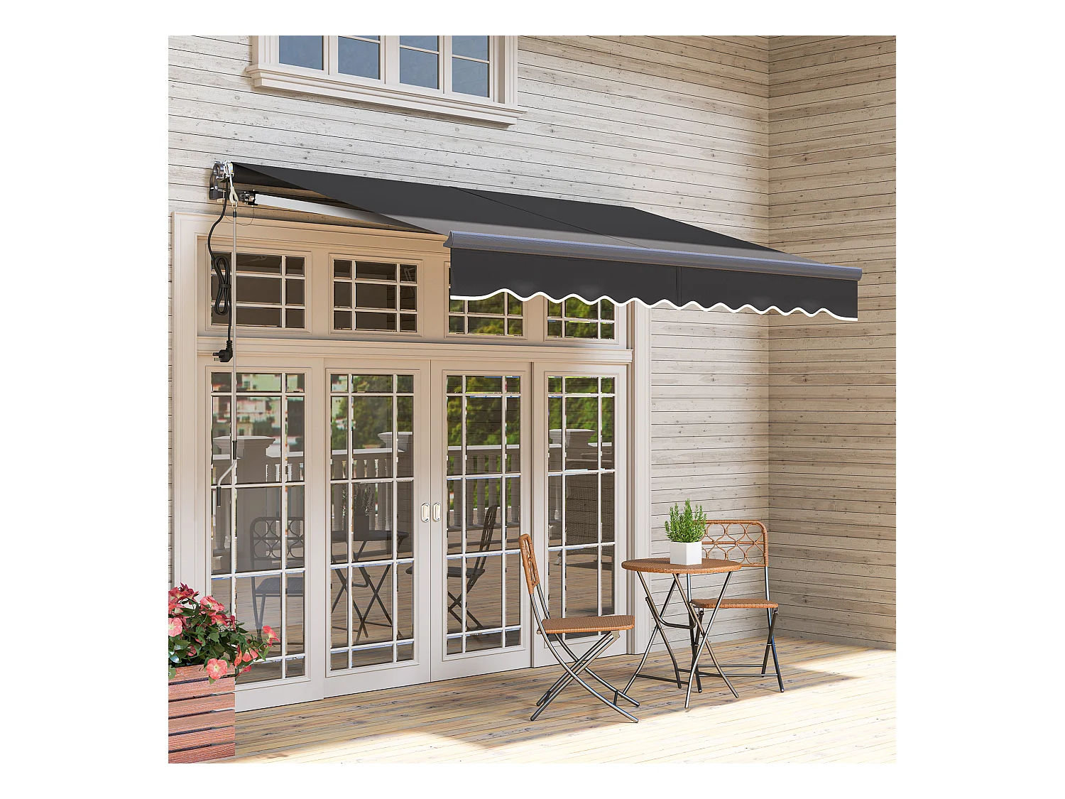 Kurbelmarkise, elektrisch höhenverstellbar, Gelenkarmmarkise