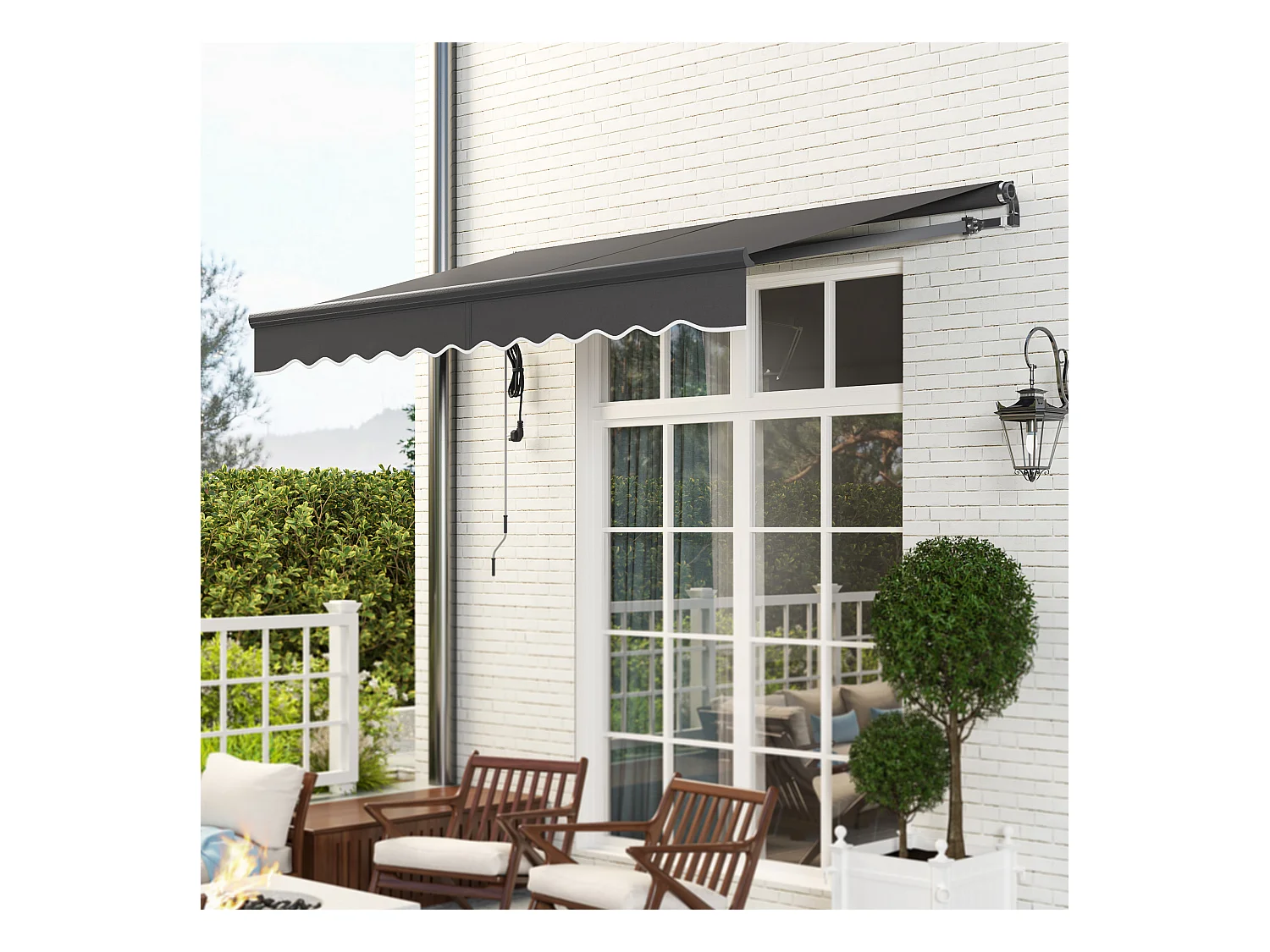 Kurbelmarkise, elektrisch höhenverstellbar, Gelenkarmmarkise