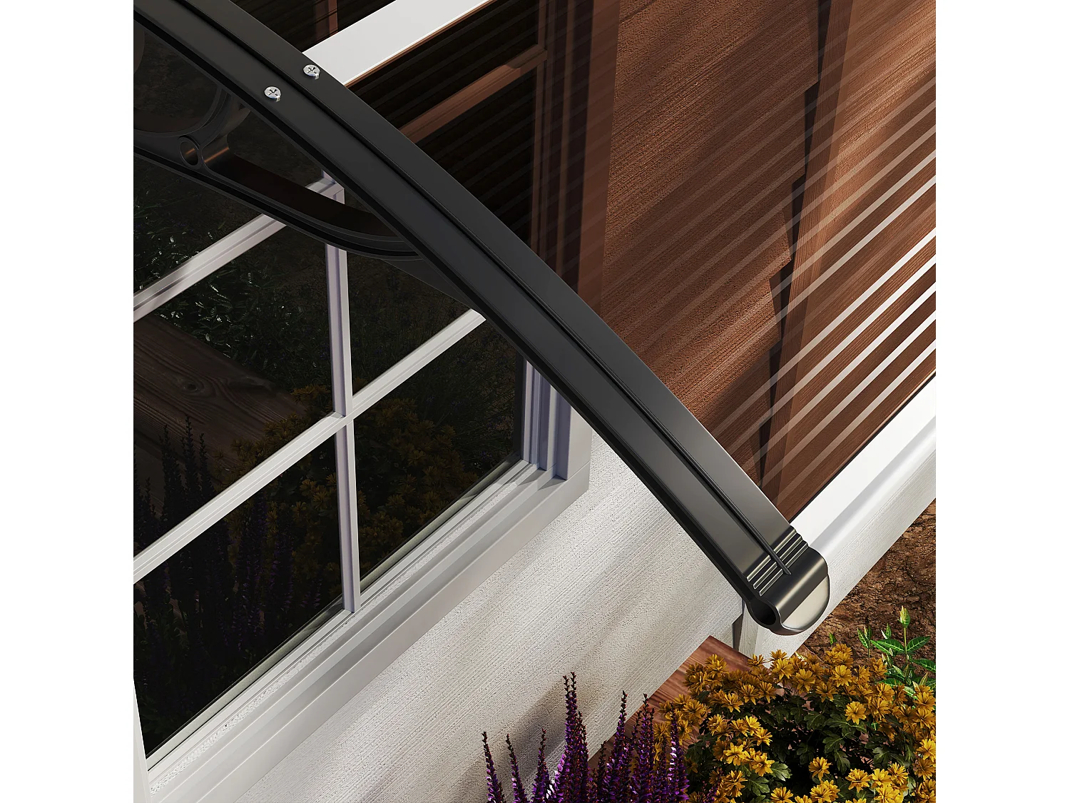 Vordach Haustür  Überdachung Pultvordach aus Polycarbonat, Wetterfest, Braun, 75x100cm