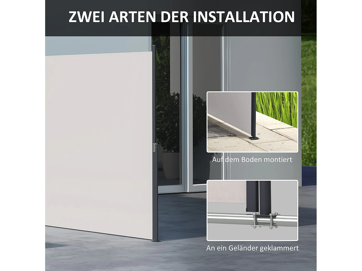 Toldo lateral extensível 300 x 140 cm, toldo de jardim, tela de privacidade com proteção UV