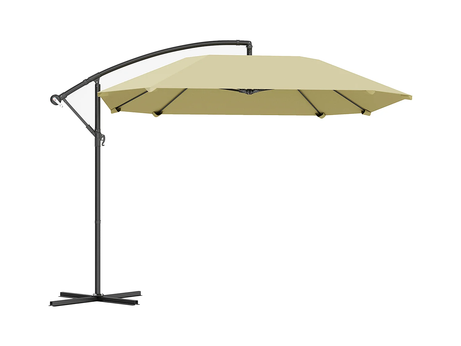 Sombrilla voladiza de aluminio de Ø 260 cm, impermeable, con manivela y base