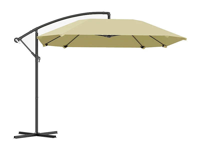 Sombrilla voladiza de aluminio de Ø 260 cm, impermeable, con manivela y base