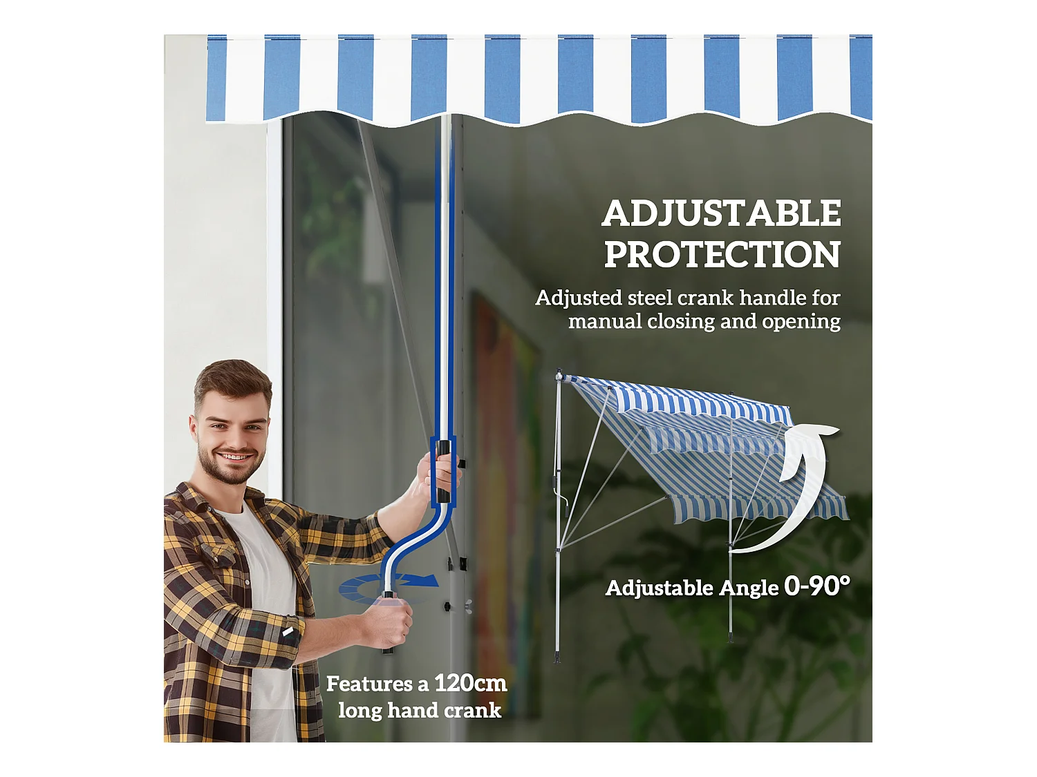 Store à bras articulé,store à pince réglable en hauteur,200 x 150 cm