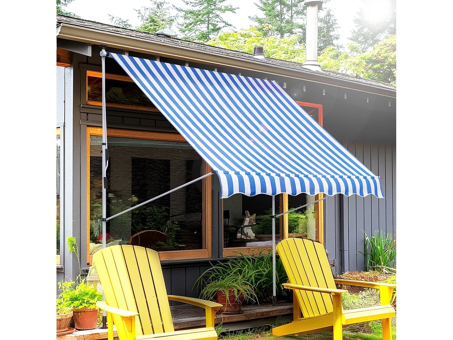 Knikarmzonnescherm, in hoogte verstelbaar, clipzonnescherm, 200 x 150 cm