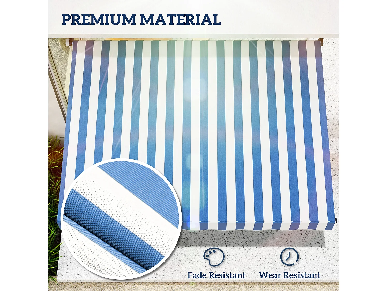 Knikarmzonnescherm, in hoogte verstelbaar, clipzonnescherm, 200 x 150 cm