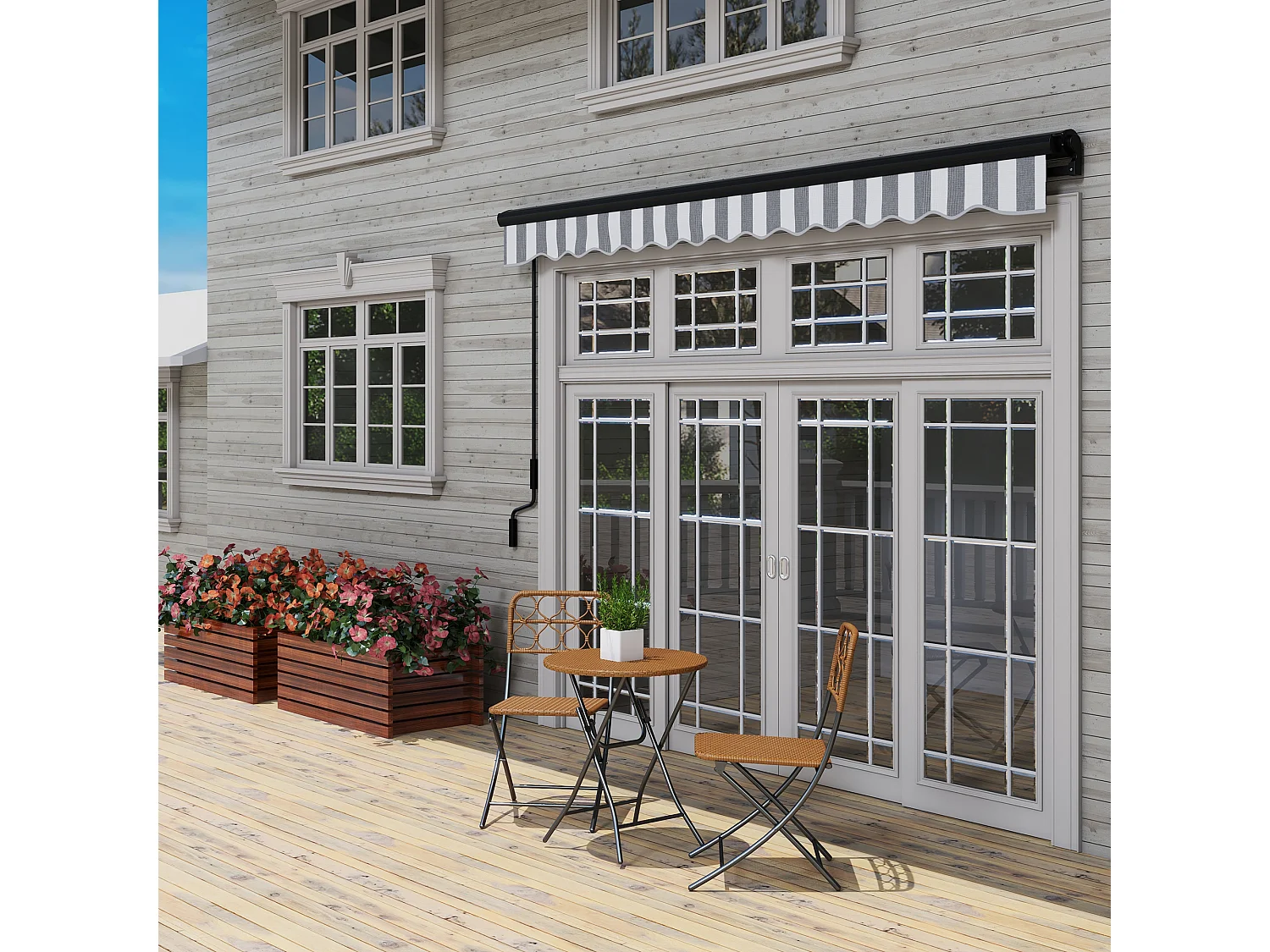 Store de balcon,350x250x150cm,résistant aux UV30+,avec télécommande,manivelle