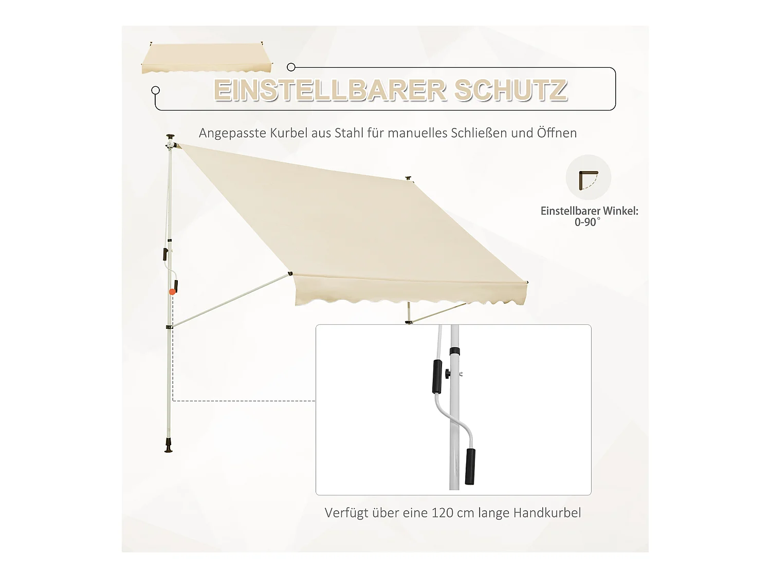 Gelenkarmmarkise, 300 x 150 cm, höhenverstellbar