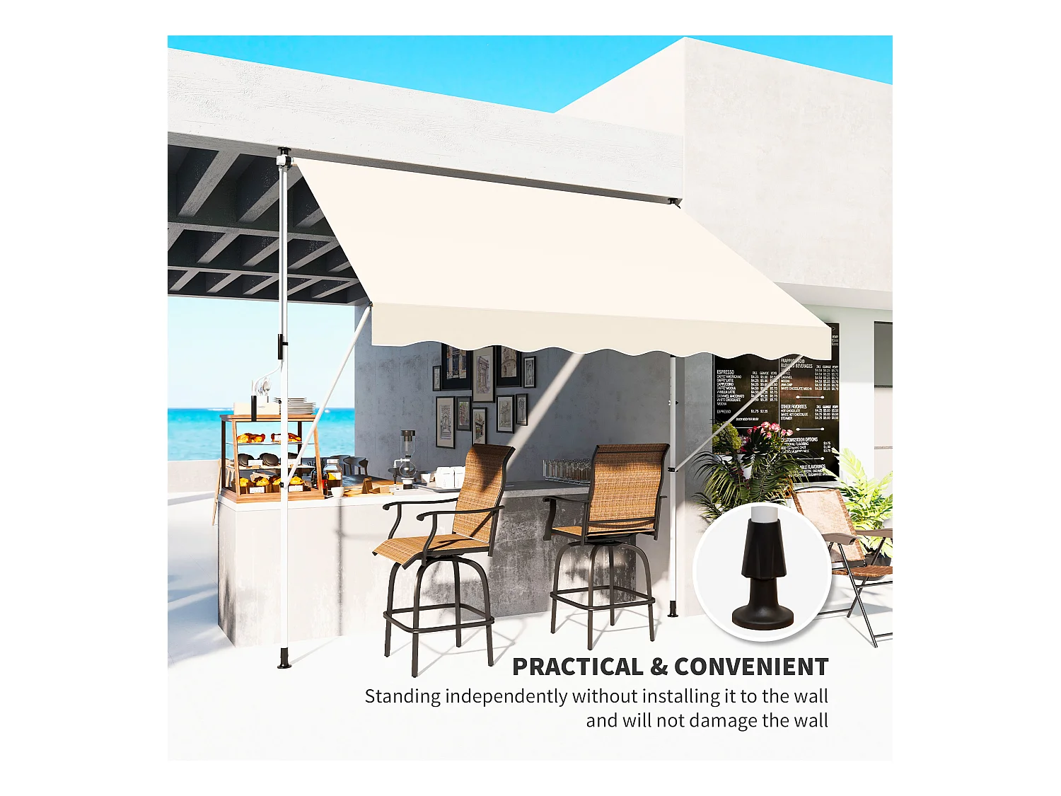 Gelenkarmmarkise, 300 x 150 cm, höhenverstellbar