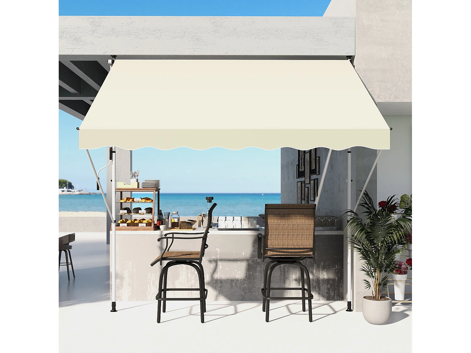 Knikarmzonnescherm, 300 x 150 cm, in hoogte verstelbaar