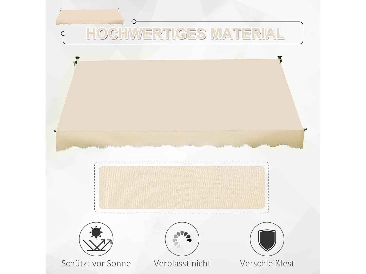 Knikarmzonnescherm, 300 x 150 cm, in hoogte verstelbaar