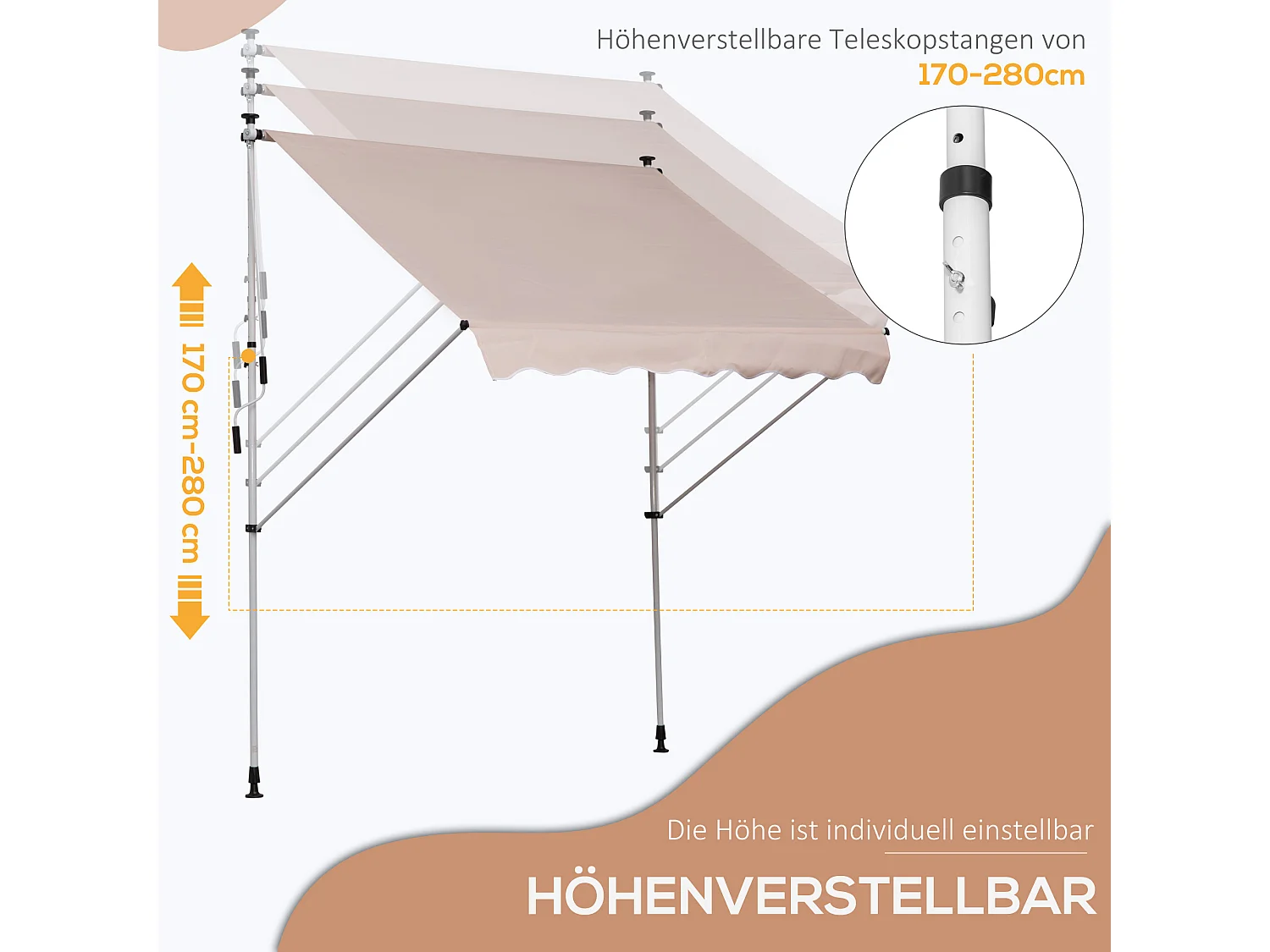 Knikarmscherm, clip-on scherm, in hoogte verstelbaar, 200 x 150 cm