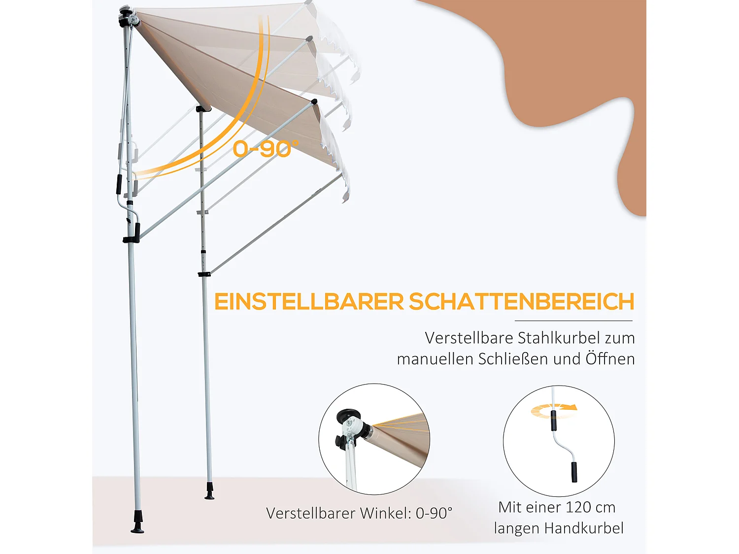 Knikarmscherm, clip-on scherm, in hoogte verstelbaar, 200 x 150 cm
