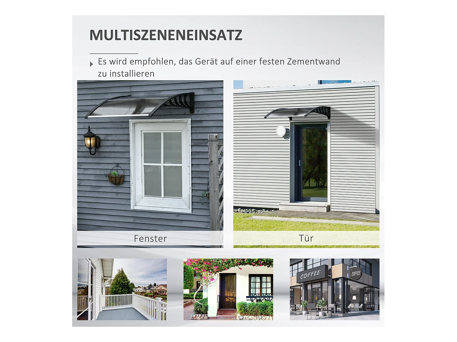 103 x 96,5 x 27 cm Haustürüberdachung, UV-Schutz, Regenschutz