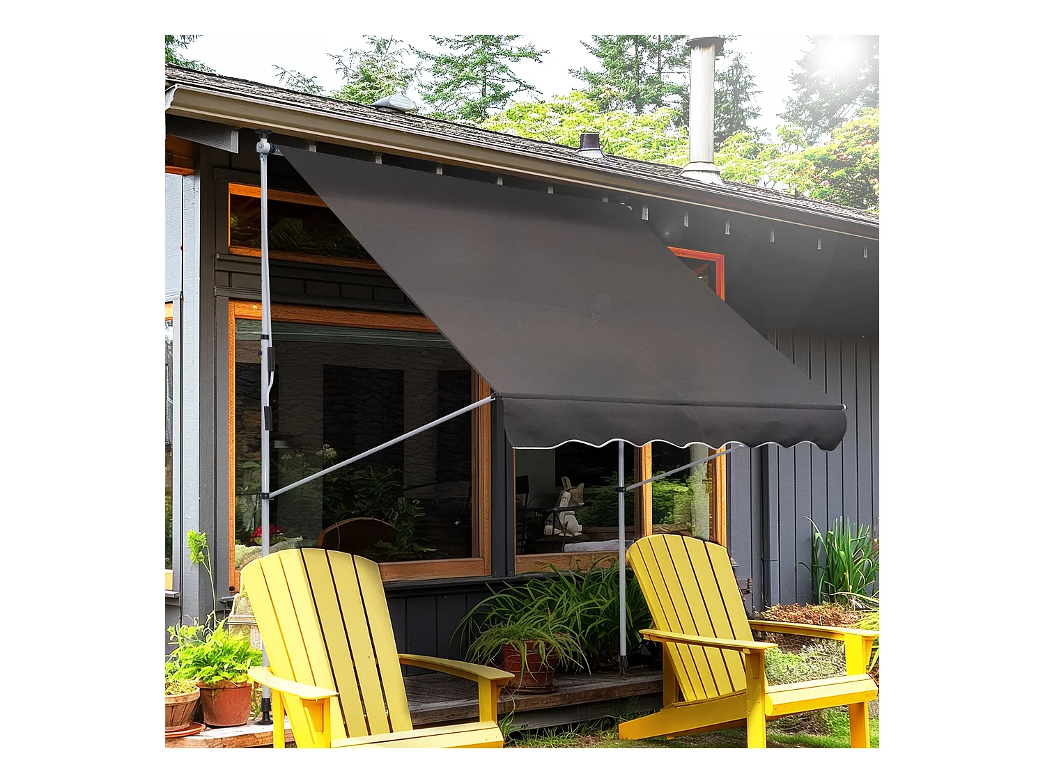 Zonnescherm met knikarmen, in hoogte verstelbaar clip-on zonnescherm, 200x150cm, grijs