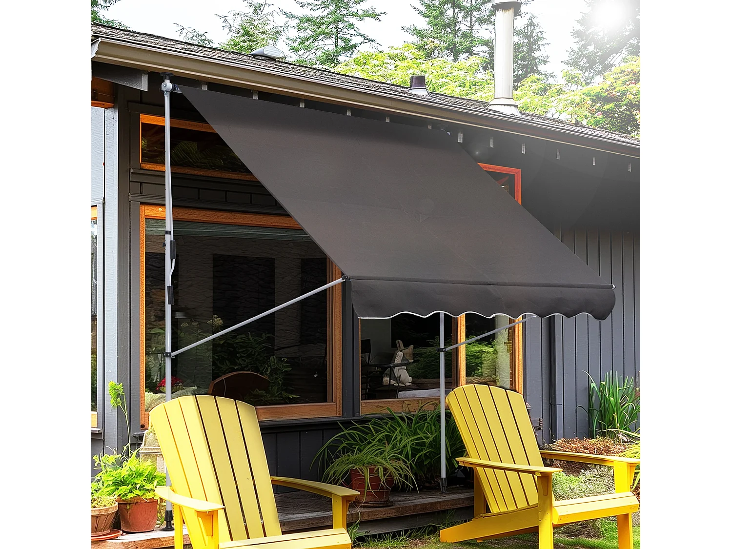 Zonnescherm met knikarmen, in hoogte verstelbaar clip-on zonnescherm, 200x150cm, grijs