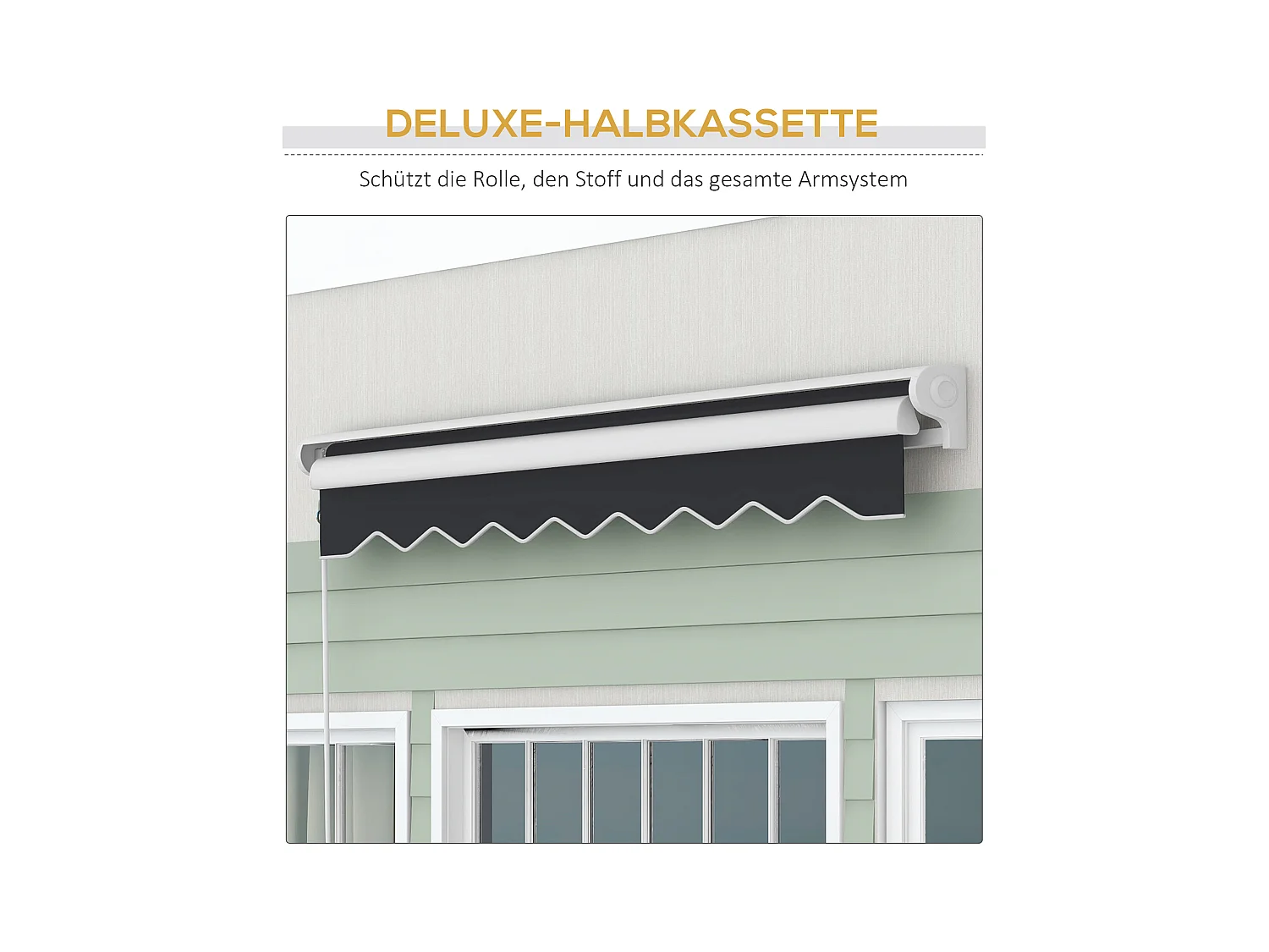 Toldo de Braço Articulado 2,5 x 2 m, toldo elétrico com manivela e comando à distância