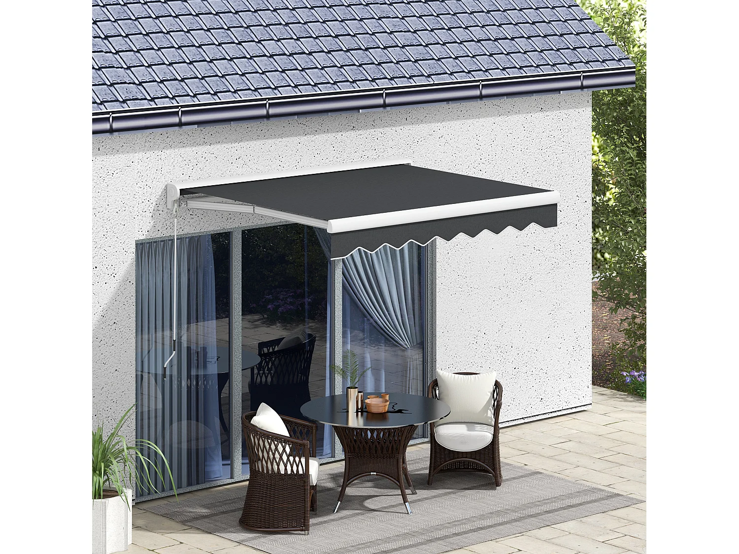 Scharnierarmscherm 2,5 x 2 m, elektrisch Zonnescherm met slinger en afstandsbediening