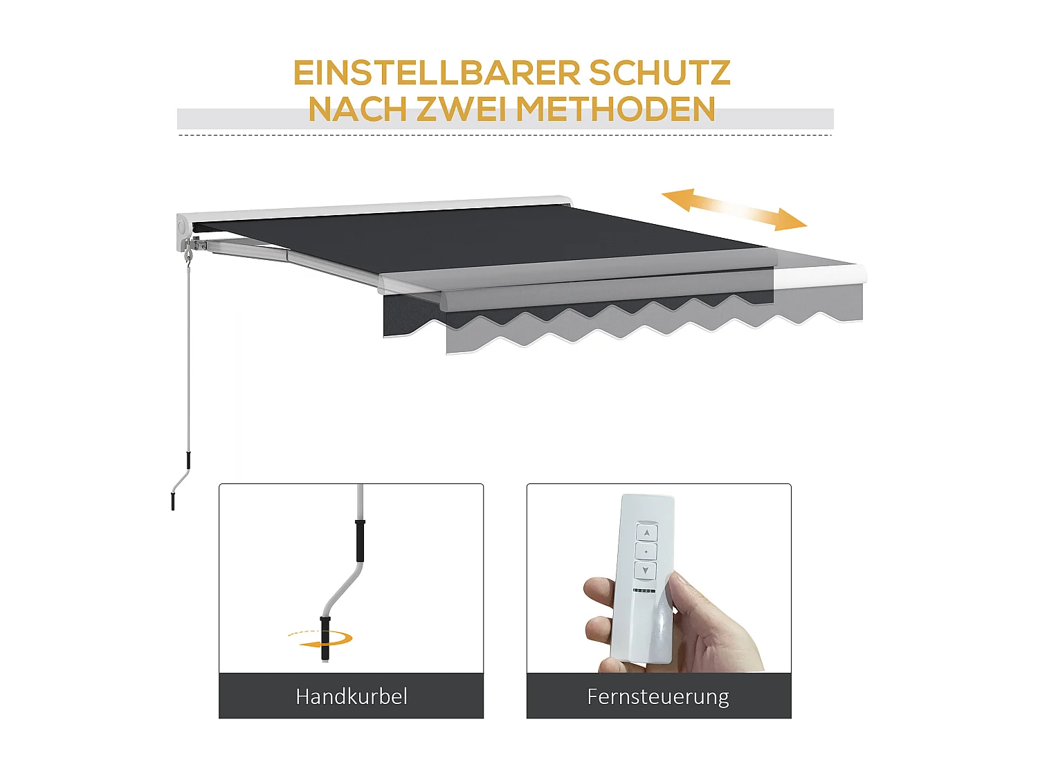 Scharnierarmscherm 2,5 x 2 m, elektrisch Zonnescherm met slinger en afstandsbediening