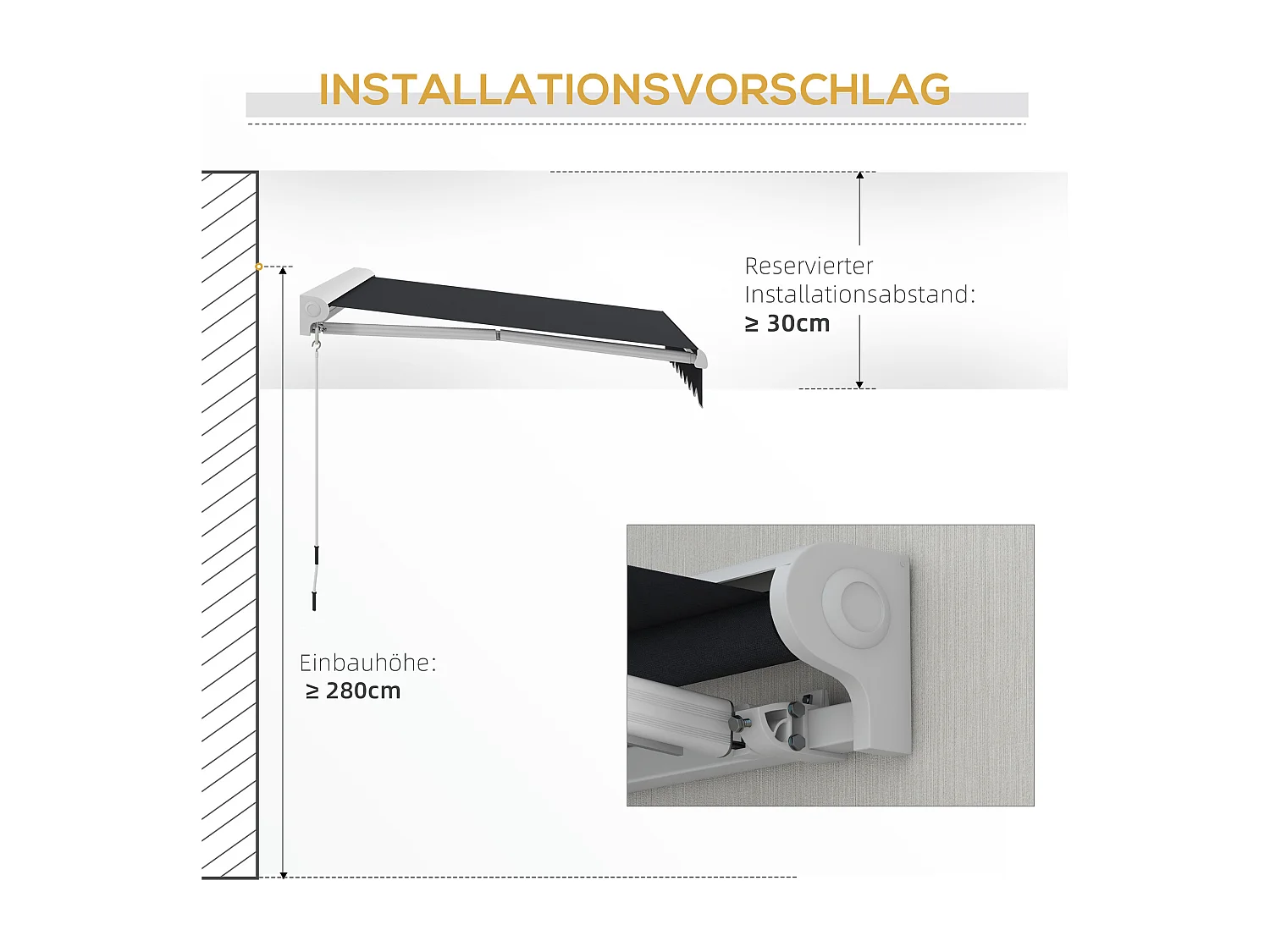 Scharnierarmscherm 2,5 x 2 m, elektrisch Zonnescherm met slinger en afstandsbediening