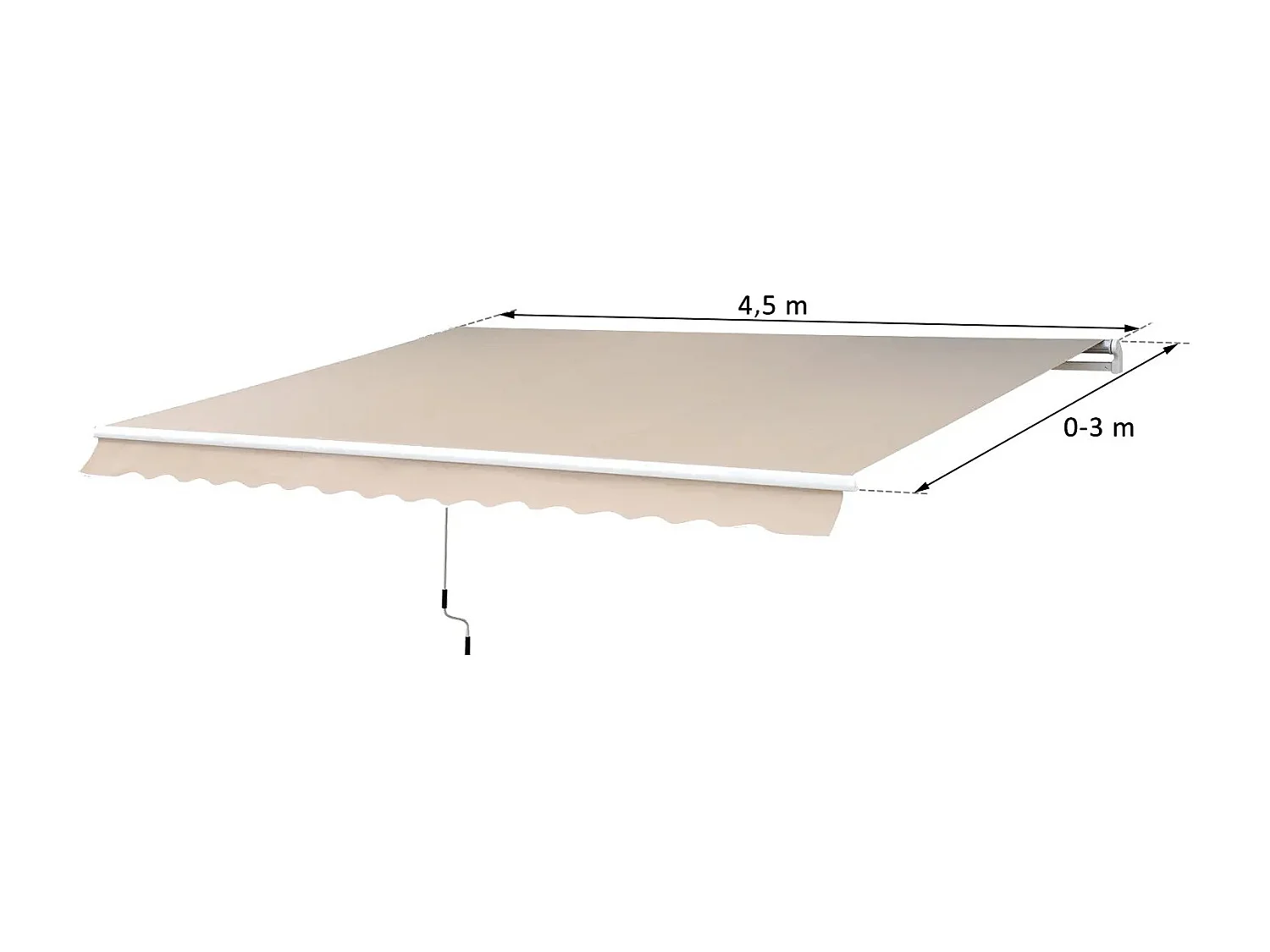 Buitenzonwering, aluminium zonwering, knikarmzonnescherm, 3m brede balkonzonwering