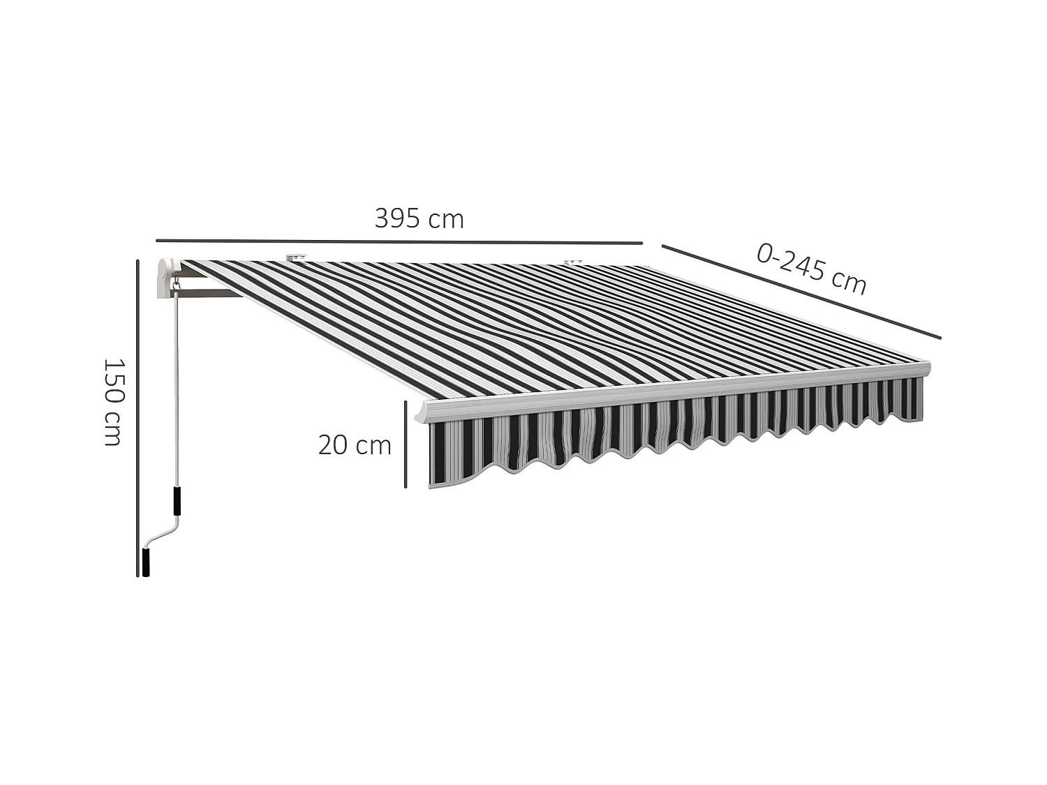 Balkonmarkise 3,95 x 2,45 x 3,50 m, UV-beständig, für alle Oberflächen