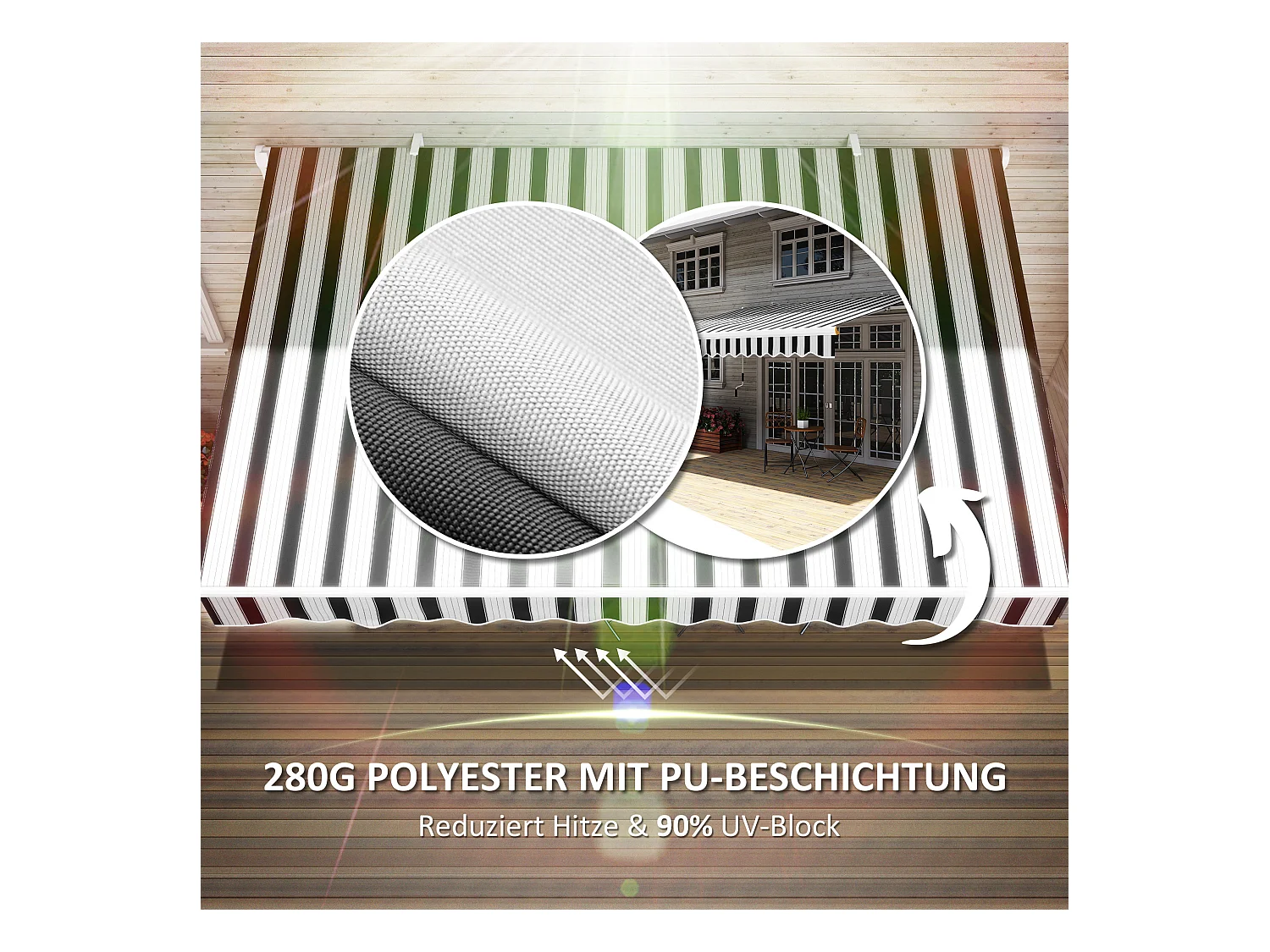 Balkonmarkise 3,95 x 2,45 x 3,50 m, UV-beständig, für alle Oberflächen