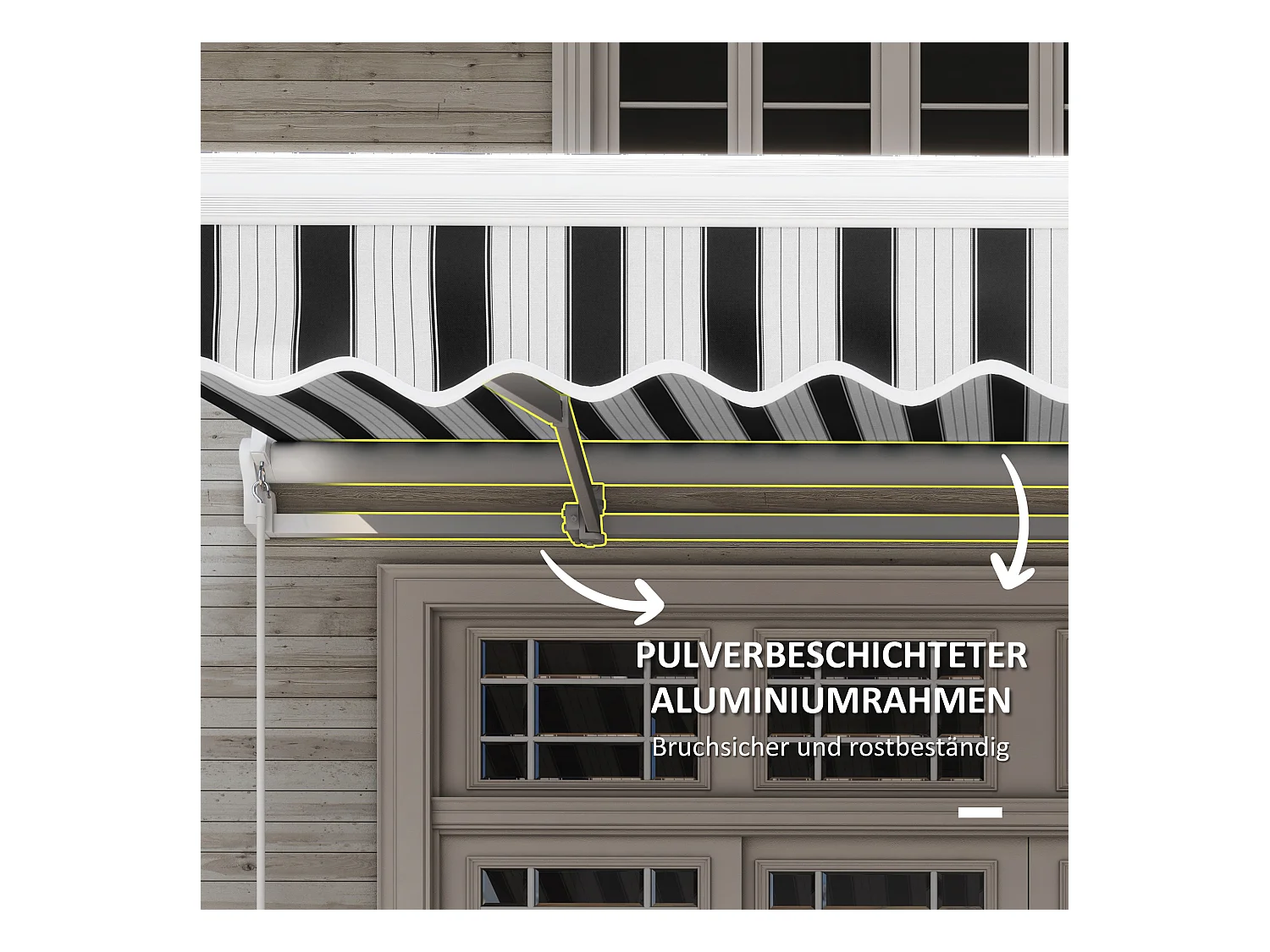 Balkonmarkise 3,95 x 2,45 x 3,50 m, UV-beständig, für alle Oberflächen