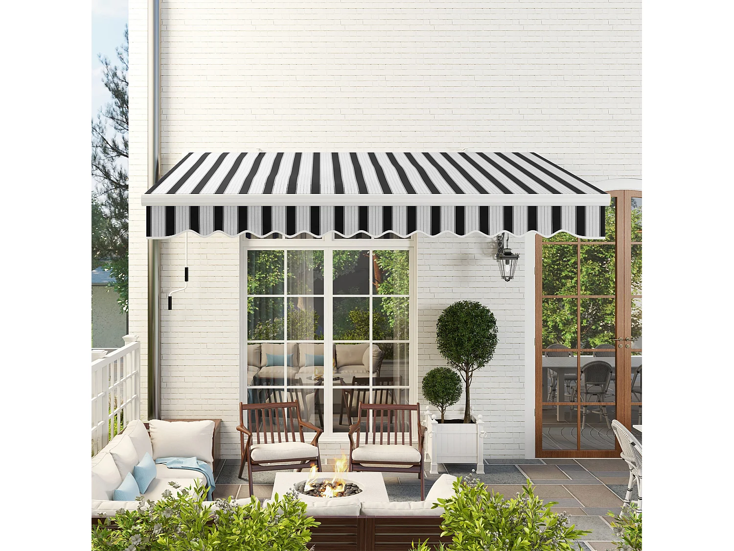 Toldo de balcón de 3,95 x 2,45 x 3,50 m, resistente a los rayos UV, para todo tipo de superficies