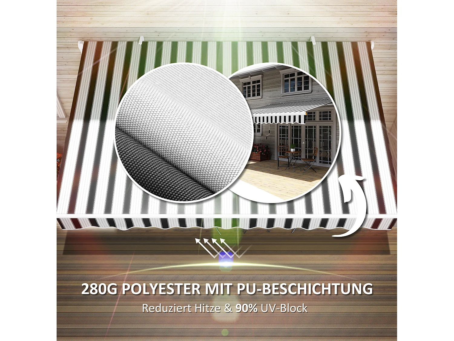 Toldo de balcón de 3,95 x 2,45 x 3,50 m, resistente a los rayos UV, para todo tipo de superficies