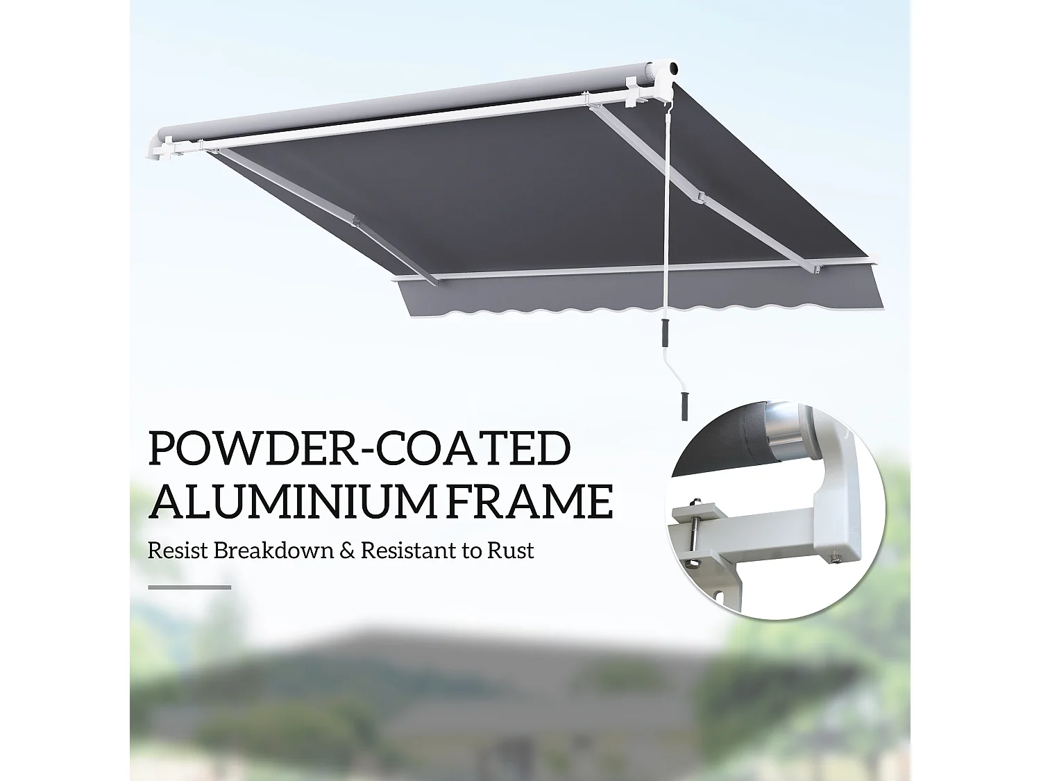 Auvent déporté à manivelle,L 395 x l 300 cm,réglable,fixation murale