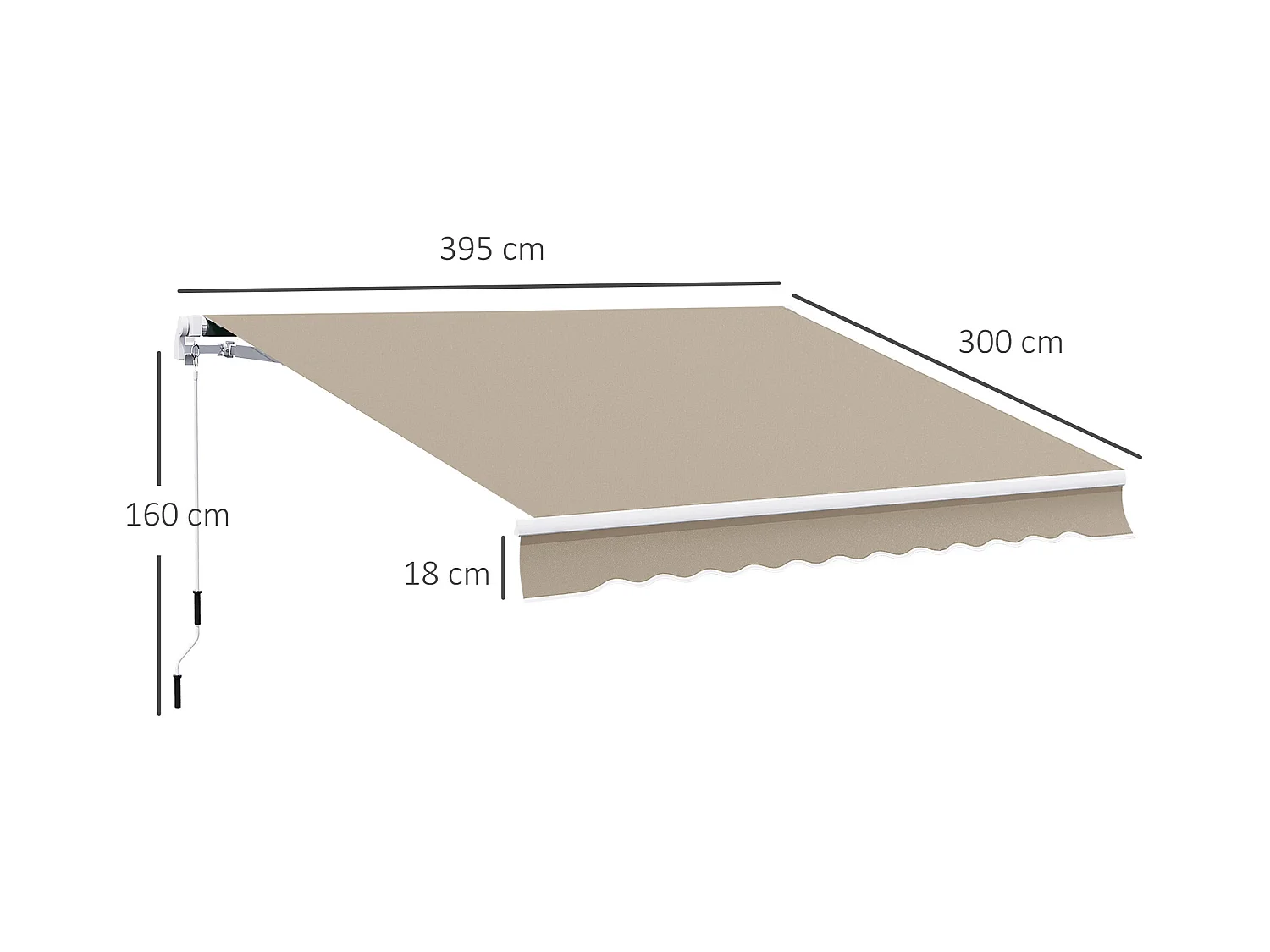 Store à bras articulé en aluminium,3,95 m,beige,protection solaire pour balcon et terrasse