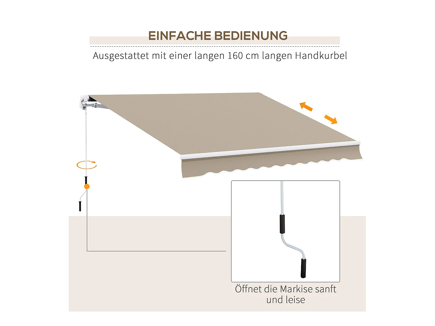 Store à bras articulé en aluminium,3,95 m,beige,protection solaire pour balcon et terrasse