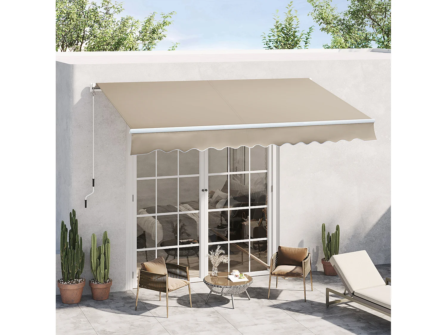 Store à bras articulé en aluminium,3,95 m,beige,protection solaire pour balcon et terrasse