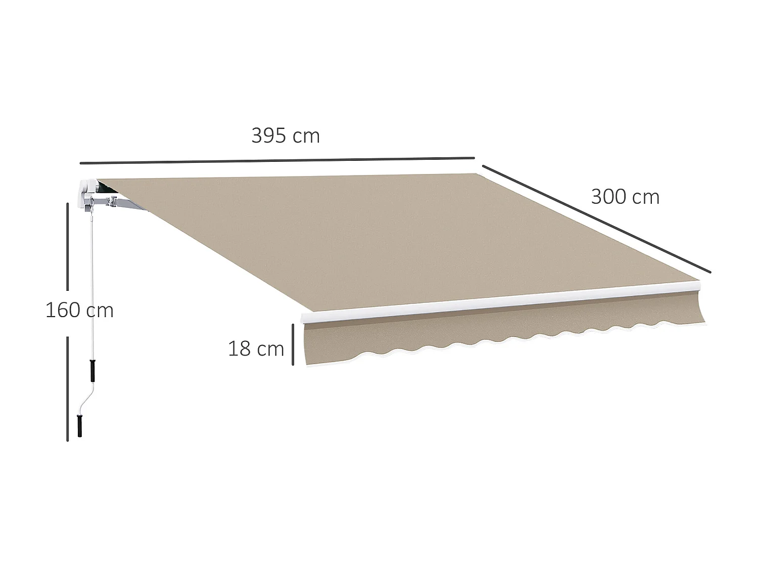 Store à bras articulé en aluminium,3,95 m,beige,protection solaire pour balcon et terrasse