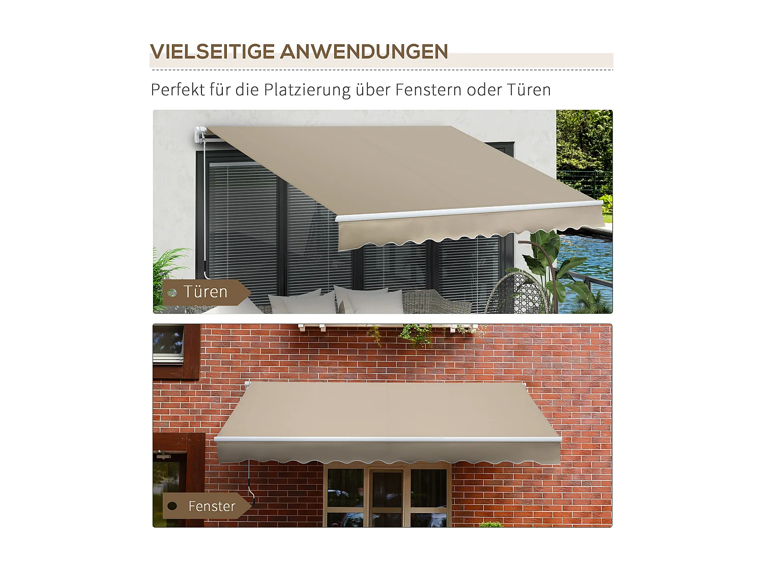 Store à bras articulé en aluminium,3,95 m,beige,protection solaire pour balcon et terrasse