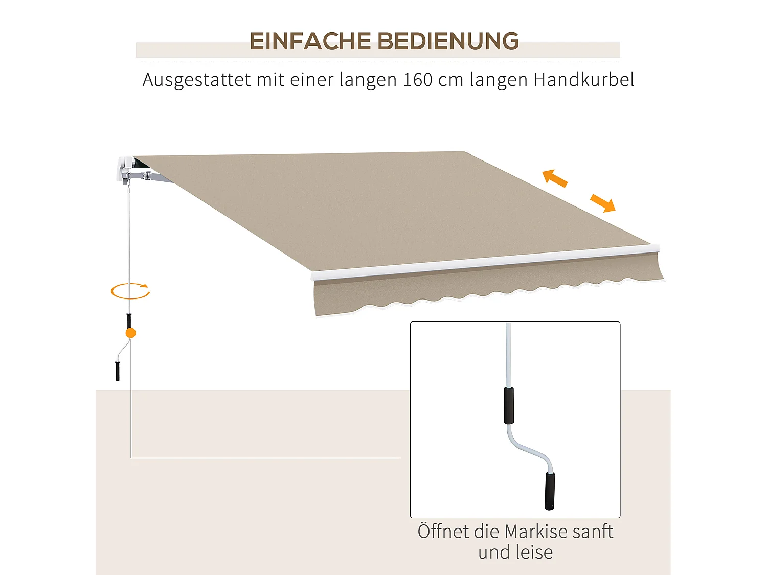 Store à bras articulé en aluminium,3,95 m,beige,protection solaire pour balcon et terrasse