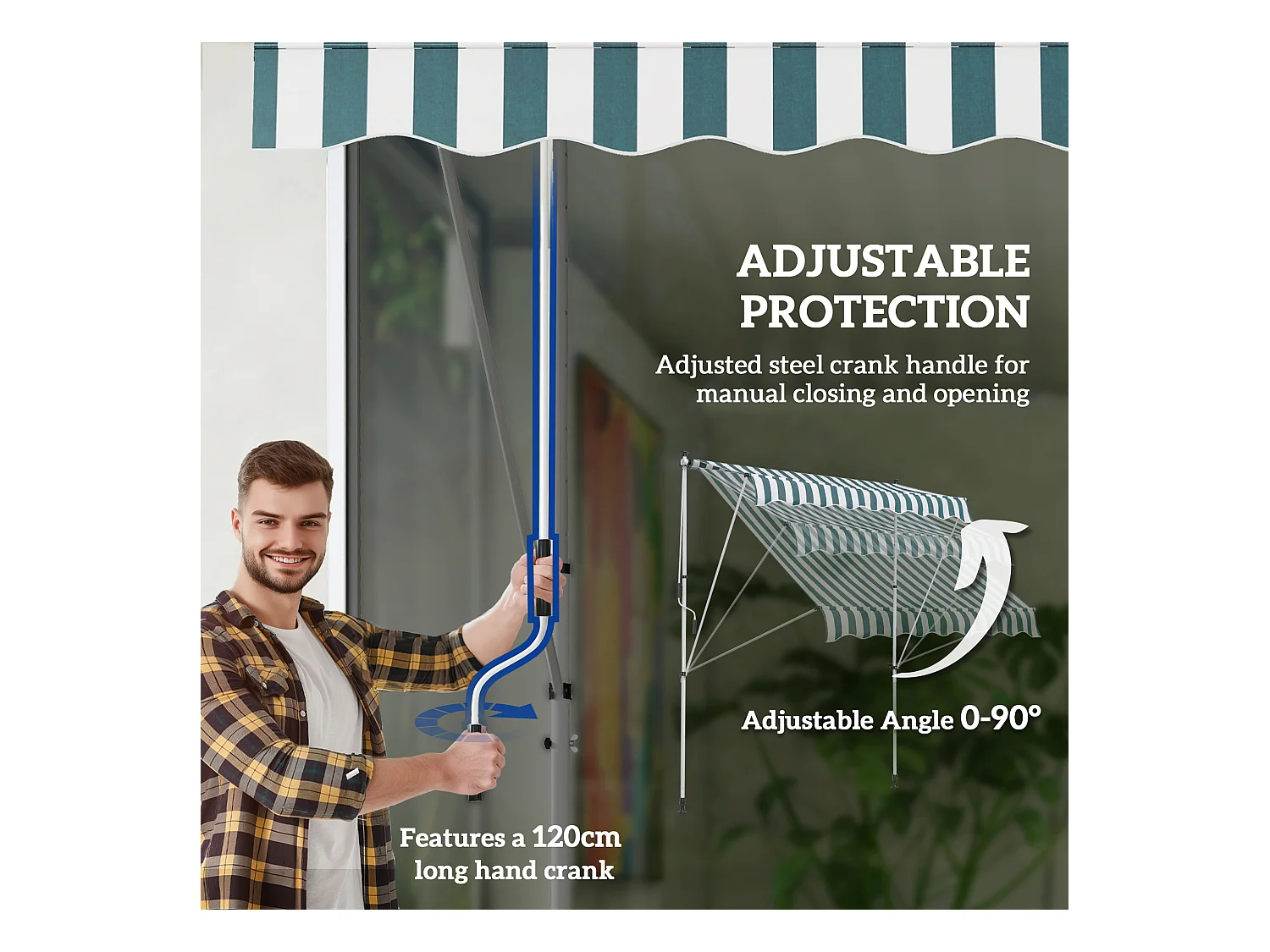 Gelenkarmmarkise, Klemmmarkise, höhenverstellbar, 200 x 150 cm